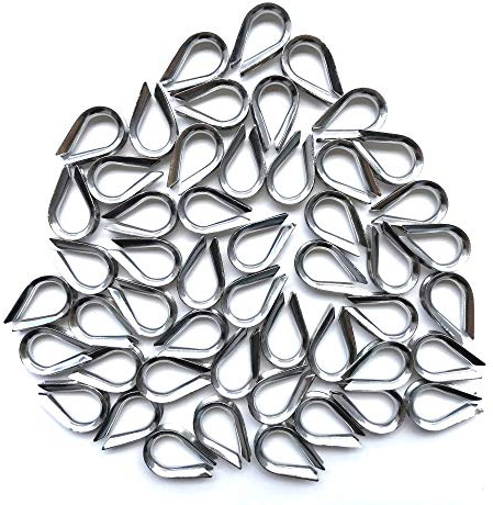 HEVERP 50 PCS M3 Stainless Steel Thimbles for 1/8 Inches Diameter Wire Rope