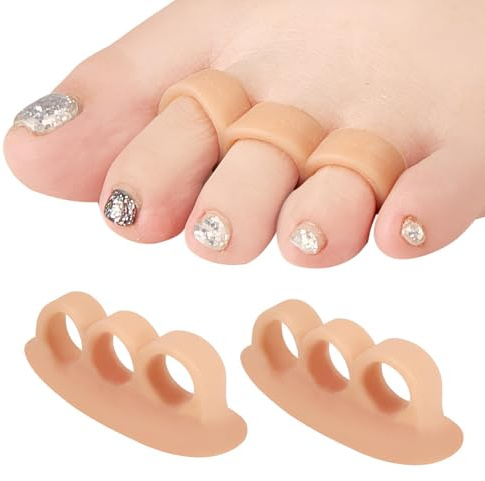 feifanshop 4 Separatori per dita dei piedi, cuscinetti in gel per dita dei piedi a martello in silicone, per sollievo dal dolore per dita a martello, dita sovrapposte, dita arricciate e 3 anelli
