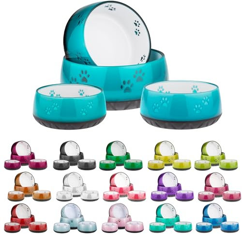 EHASO Hundenapf mit Pfötchen - Futter- und Trinknapf für kleine und große Hunde, unifarben