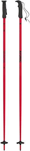 Atomic AMT Bâtons De Ski Rouges De 135 cm De Long, en Aluminium De Qualité Supérieure 3*, Poignée Ergonomique sur Le Bâton, Dragonne Réglable, Bâtons avec Rondelle De 60 mm