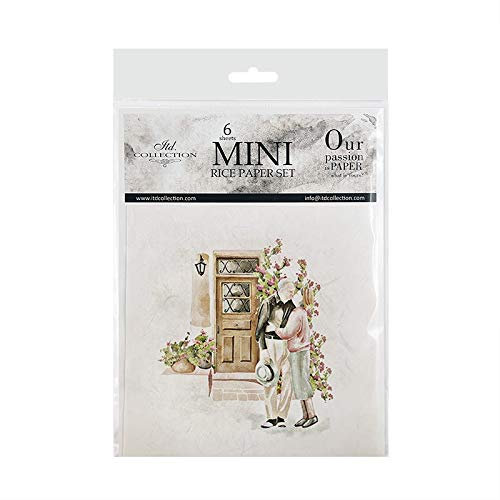 ITD Collection - Mini Reispapier Kreatives Set 14,8 x 14,8 cm (6 Blätter), Decoupage Reispapiere für Basteln, Papier zum Dekoration, Mehrfarbig (RSM030)