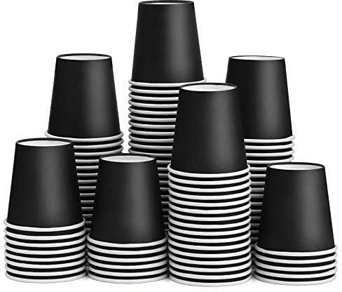 [Paquete de 100] Vasos de papel de 3 onzas, tazas de baño desechables, pequeñas tazas de enjuague bucal, mini tazas de espresso, picnic, oficina y viajes (negro)