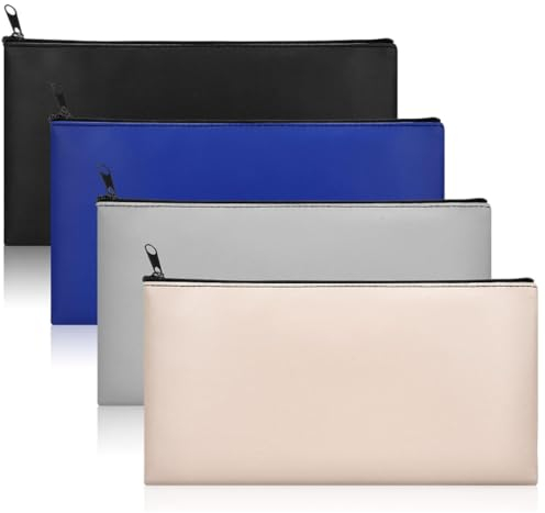 4 Stück Banktaschen aus Kunstleder, PU Banktasche, Geldbeutel Bank-Taschen, Geldtasche für A5 Dokumente Geldmappe ür Schule Haushalt Business