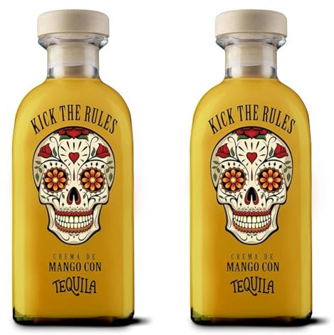 KICK THE RULES - Crema de Mango con Tequila - 15º - Botella de 0,7L - Tequila de Mango (Paquete de 2)