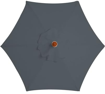 XQZMD Housse de rechange pour parasol - 2,7 m - 6 nervures - Protection UV - Auvent - Pièce de rechange pour parasol - Pour terrasse, jardin (gris foncé - 2,7 m/6 nervures)