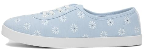 Lilley Womens Blue Daisy Print Slip On Canvas Shoe - Size 6 UK - Blue