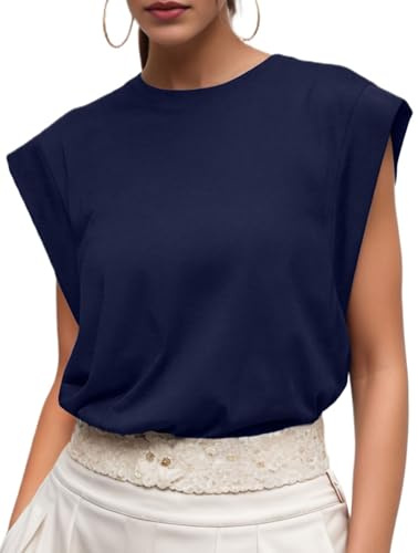 GRECERELLE t-shirts för kvinnor | Kepsärmar lös passform basic damtoppar för ledig komfort mjuk rund hals sommar t-shirts