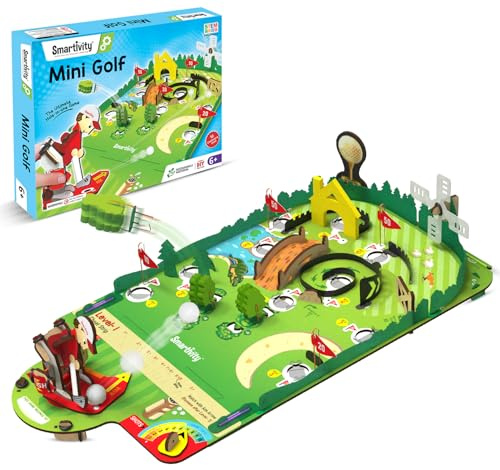 Smartivity Gioco da tavolo mini golf per bambini dai 6 ai 12 anni, giocattolo scientifico fai da te per bambini dai 6, 7, 8, 9, 10, 11, 12, 13, 12 anni, giocattolo da costruzione in legno STEM per