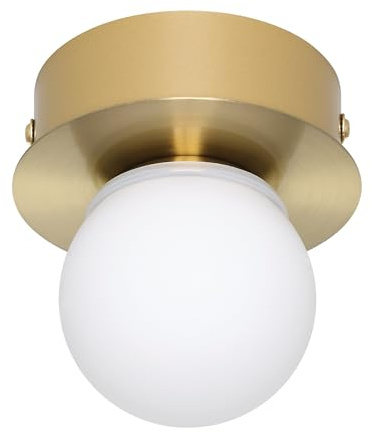 EGLO LED-taklampa Mosiano, liten badrumstaklampa i sfärisk form | badrumslampa tak av metall i mässing och glas i vitt, takbelysning varmvit, IP44, ∅ 11 cm