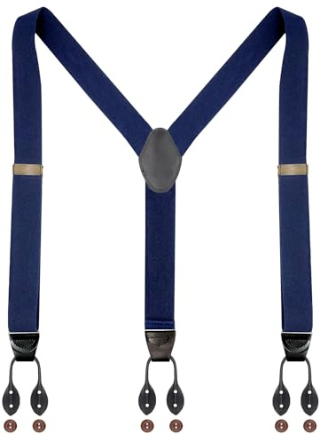 Ausukler Botones tirantes para hombre, pantalones extra fuertes, 3,5 cm de ancho, con 6 botones, talla única