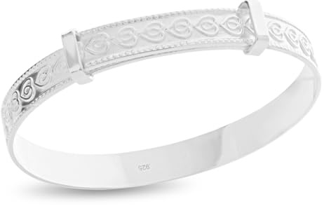 DV Dolce Valentina Braccialetto unisex in argento per neonati, espandibile, con design a cuore, perfetto per battesimo, compleanno o baby shower (0-2 anni)