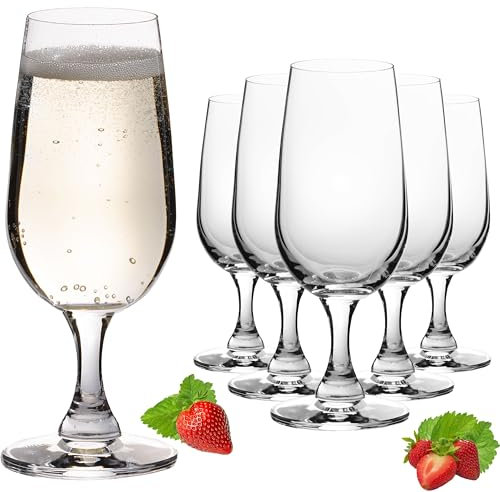 PLATINUX Set di 6 bicchieri da spumante in vetro Crystalline, 180 ml, lavabili in lavastoviglie