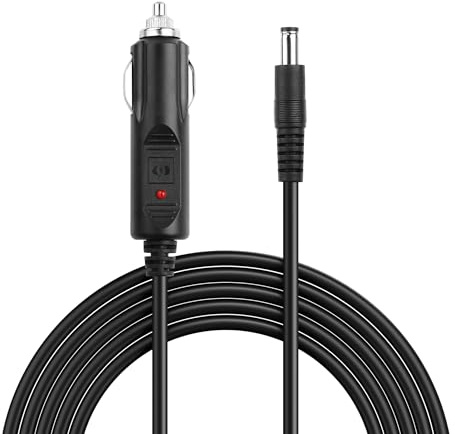 PNGKNYOCN DC5.5x2.1mm Macho a 12V Enchufe de Encendedor de Coche 18AWG Cable con LED, para Coches, Camiones, Autobuses (10 FT)