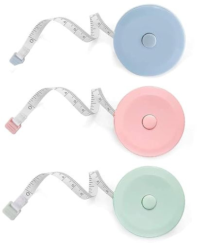 3 Pièces Mètre Ruban de Couture, 1.5m Mètre Ruban Pratique, Mètre couture Souple Ruban à Mesurer pour Mesures de Corps, Couture, Bleu,Rose,Vert