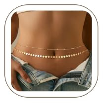 RIXERKOC Gold Taille Kette für Damen, 18K Vergoldet Layered Belly Chain Einstellbare Wasserfest Sexy Bikini Satellit Perlen Kette Sommer Nicht Anlaufen Körperketten Schmuck Geschenke für Frauen (A)