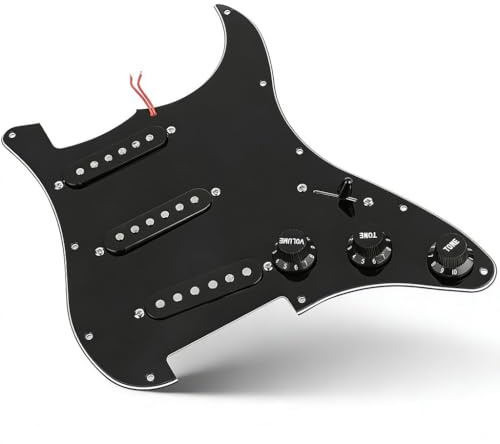 E Gitarre Bausatz Komplettset, DIY E Gitarre Bauen für Anfänger, Schwarze Oberfläche, Premium Materialien, Gitarrenbau Stratocaster Set mit Montage & Lötset, Musik Instrument Zubehör