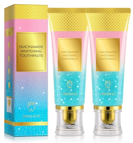 Radiant Whitening Zahnpasta 2 Stück, Nicotinamid Whitening Zahnpasta, Zahnpasta Weisse Zähne für Tiefenreinigung, Zahnschmelzreparatur Zahnpasta Weisse Zähne (Einheitsgrösse, Pfirsich)