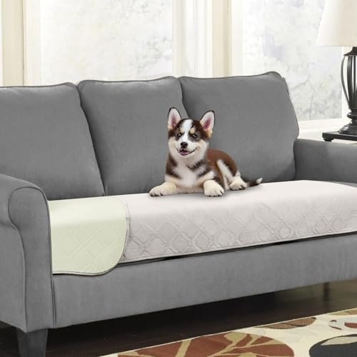 Luvore Copridivano impermeabile, Coperta per Animali Domestici Lavabile, Antiscivolo, Protezione per Divano, Copriletto impermeabile per cani, gatti, Crema, 76x190cm