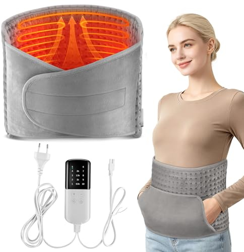 Almohadilla de Calefacción Eléctrica, Manta Eléctrica Lumbar, Almohada Caliente Para Espalda Abdomen Piernas Hombros Cintura, Almohada Térmica Menstrual, 10 Niveles De Calor, 4 Temporizadores, Lavable