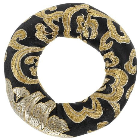 Coussin Bol Chantant Tibétain Anneau en Coton Noir pour Bol | Décoratif, Léger et Soigné, Réduit le Bruit, pour Bureau et Rangement Pratique, Noir
