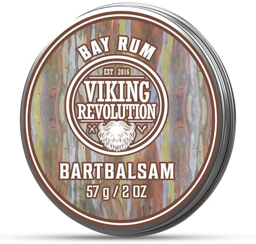 Viking Revolution - Bart Balsam mit Sandelholzduft & Argan- & Jojobaöl - Bartwachs - Stylt, Stärkt & Macht Bärte & Schnurrbärte Weich - Geschenke Für Männer- Bay Rum - 57 g