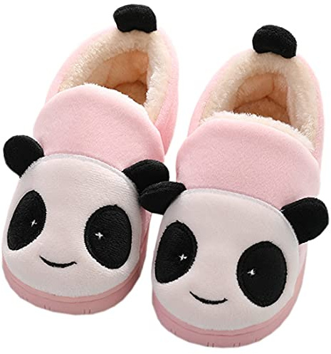 KVbabby Chausson Enfant Fille Peluche Pantoufle Garçon Chaussons Hiver Antidérapants bébé Chaussures Femme Rose 23/24 EU (Fabricant : 16-17)