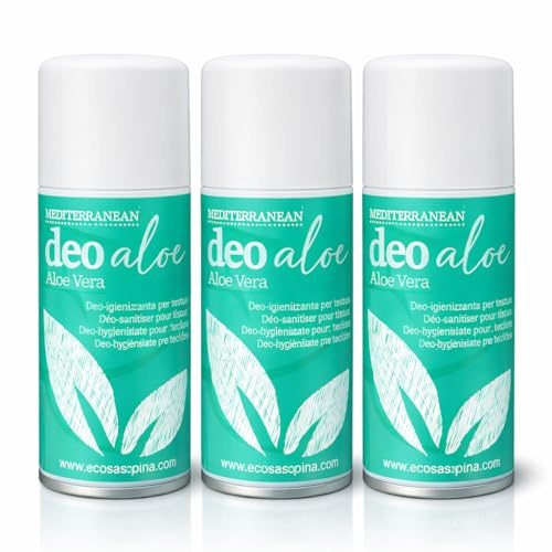HOME PRO Deo Medit Aloe Vera Spray Igienizzante Tessuti Profumatore per Ambienti Deodorante Tascabile Igienizza Abiti Salvatessuti Armadi Mangiaodori 3x150ml