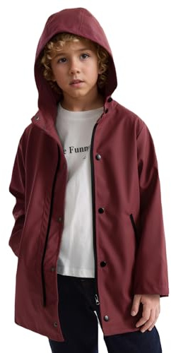 SOLOCOTE Impermeable Niñas Niños Resistente al Agua Chaqueta de Lluvia con Capucha a Prueba de Viento de Manga Larga Abrigo Ligero para Hijos Rojo 5-6 años