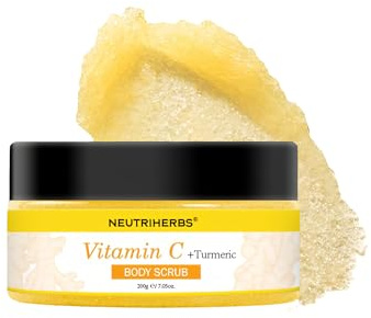 Neutriherbs Turmeric Vitamin C Body Scrub, 200G-Body Exfoliating Scrub For Skin Brightening, Dead Sea Salts for Bath, Gentle Body Exfoliator-Deep Cleansing & Hydrating For Back Acne, Bumpy, Dull Skin