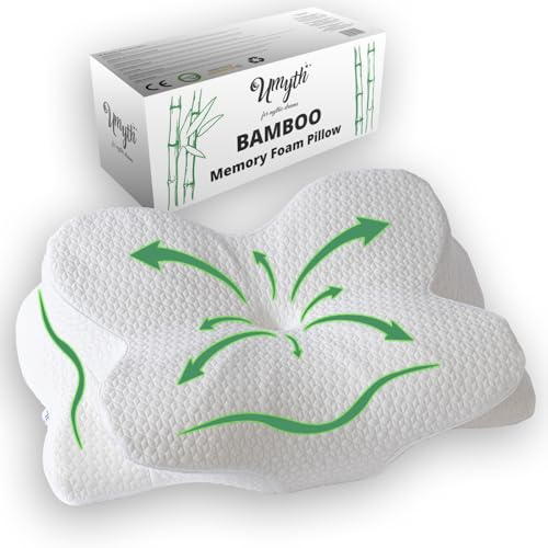 Umyth Oreiller Ergonomique Cervical à Mémoire de Forme en Bambou pour la Nuque, Coussin en Mousse à Mémoire de Forme, Comfortable pour Les Dormeurs sur Le Côté, Le Dos et Le Ventre