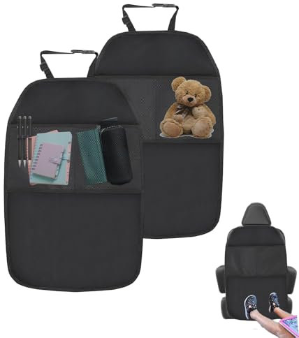Protezione per Schienale Auto,Protezione Sedile Auto Bambini,Protezioni Per Lo Schienale Dell'Auto con 2 Tasche,Protezioni per Sedile Posteriore Auto,Facile da Pulire per Schienale Auto,2 Pezzi