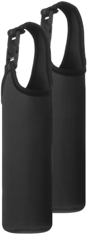 QUARKZMAN 2pcs Funda De Botella De Agua De Neopreno, Funda Aislante Para Botella De Agua De 15.5-20oz, Bolsa Portabotellas Colapsable Con Asa, Negro