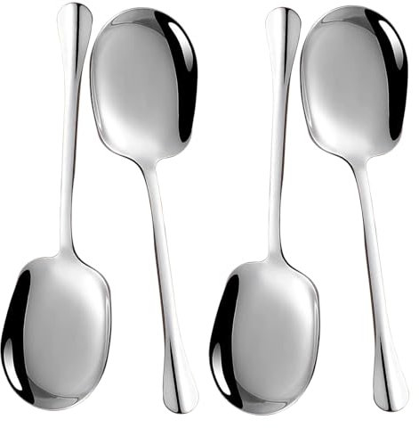 TSKER 4 Stück Servierlöffel, Servierlöffel Edelstahl, Servierlöffel Groß, Vorlegebesteck, Dessertlöffel, Perfekt Geeignet für Restaurants, Familienfeiern und Partyfeste, um Gerichte zu Servieren