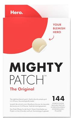 Hero Mighty Pimple Patches Original, Hydrocolloid Spot Patches, 36 Count | Medical grade hydrocolloid, Absorbs gunk in 6 hours, Protects skin from popping and picking, Dermatologically tested