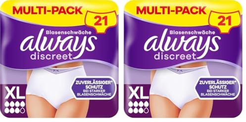 Always Discreet Inkontinenz XL 42 Höschen Plus Für Frauen (6X7 Stück), Verhindert Auslaufen Und Gerüche, Angenehm Und Kaum Spürbar