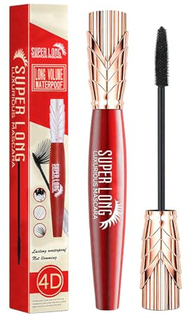 Mascara Waterproof Noir (Avec Brosse en Silicone), L et Raides-Définition & Courbure, Volumemascara, Sans Effritement, Sans Paquets, Résistant aux Traces, 10ml