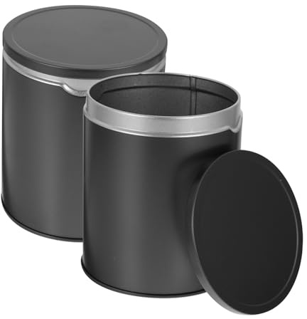 Hemobllo Tarro De Metal para Té Suelto Contenedor De Té Hermético Pequeño 2 Piezas Hojalata Color Negro Dorado Sellado Uso Doméstico Almacenamiento Multifunción