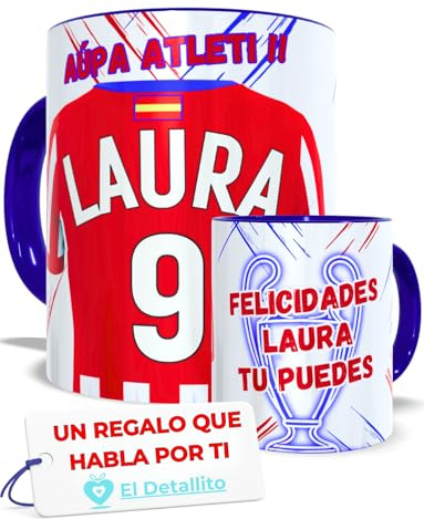 El Detallito & Tú Taza Atlético Personalizada Nombre Número Y Dedicatoria Regalo Futbol Original Niños Cumpleaños Dia Del Padre Madre Tazas Desayuno Personalizadas Equipos Apta Microondas