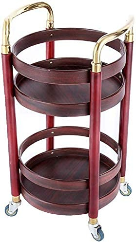 Carro de Almacenamiento Multifuncional de 2 Niveles con Ruedas - Estructura de Madera con asa Redonda y Protector Ra, Bandeja Auxiliar para Cocina y Bebidas - A-42x42x74 cm