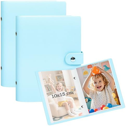 Ruibytree Álbum de Fotos Pequeño 10x15 cm Pack 2u 52 Fotos Cada Uno, Azul