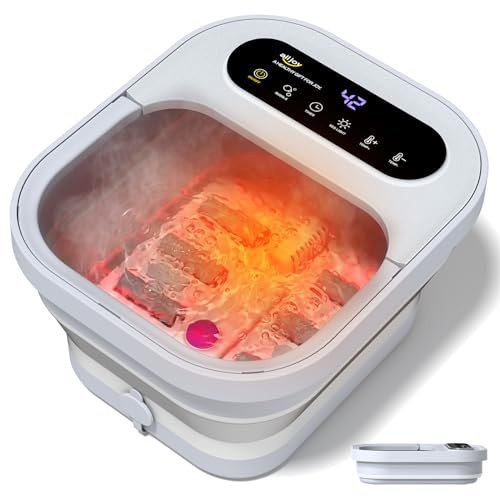 ALLJOY Bain de Pieds Massant Chauffant, Spa pour Pieds avec Bulles Pliable