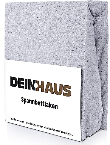 DH DEIN.HAUS Frottee Weiches Spannbetttuch 90 x 200 cm – Baumwolle, mit Gummizug, pflegeleicht, Bettlaken – Farbe: Schwarzgrau