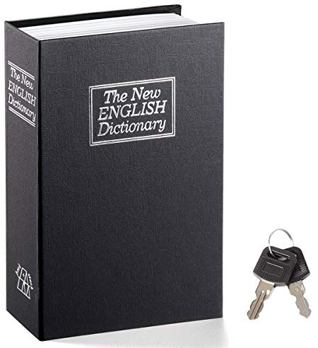 Book Safe with Key Lock – Jssmst Home Dictionary Diversion Safe Lock Box Safe Metal Box, Black Large