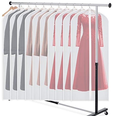 Zilink Garment Bag Dress Bags for Storage Set of 10 Long Dresses Suit Protector Cover 60-inch with Full-Length Zipper for Suit, Coat, Long Winter Coat, Long Dress Closet Storage