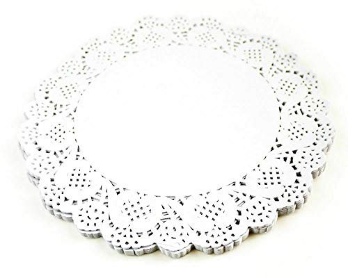 Happium 100 Pcs White Cake Decorating Pads Lace Paper Doilies 9.5'' (24cm) Doilies Disposable Paper Placemats Cake Packaging Pads for Wedding Tableware Food Decoration