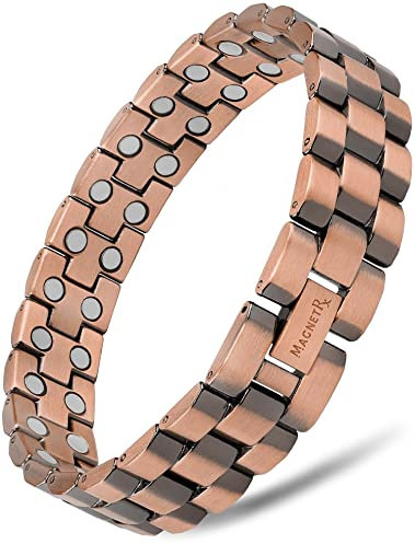 MagnetRX® Magnetarmband Herren aus purem Kupfer - Starkes magnetisches Kupferarmband für Magnettherapie - Ideal bei Arthritis & Karpaltunnelsyndrom - Inkl. Längenwerkzeug (President Style)