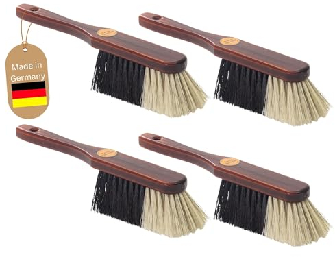 Novaliv Lot de 4 Balayettes en Bois | Mélange de Crin de Cheval | Brosse à Main en Poils d'Animaux | Balai Dust Pan