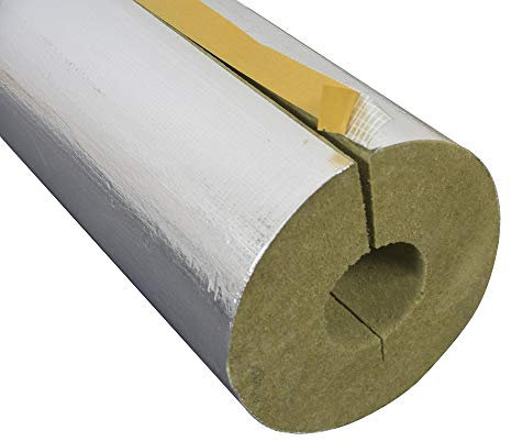 Scorprotect® Aislamiento de tuberías (lana de roca, 22 x 20 mm x 1 metro), aislamiento de tuberías, lana de roca, revestimiento de aluminio, 0,040 W/MK