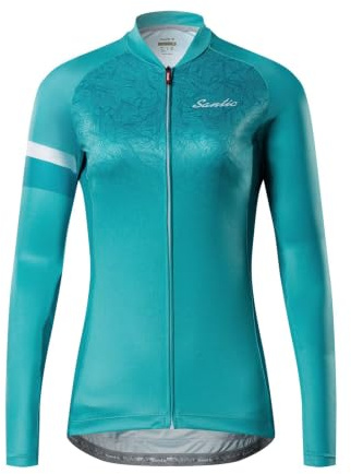 Santic Maillot Cyclisme Femme Manches Longues Protection UPF50+ Tissu Respirant et Séchage Rapide