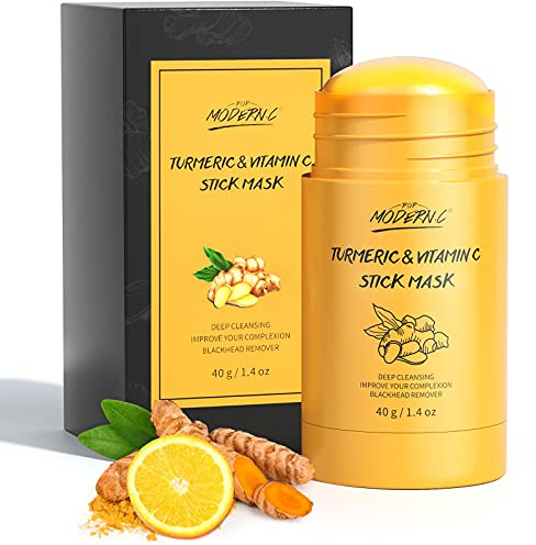 POP MODERN.C Turmeric Clay Stick Mask Organic Vitamin C Mask for Blackhead Cleansing Clay Mud Mask for Deep Clean Pore Improve Skin Acne Facial Mask With Blackhead Remover Extractor Tools
